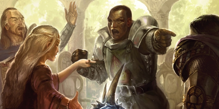 An entry image showing characters using the Insight skill in DnD 5e