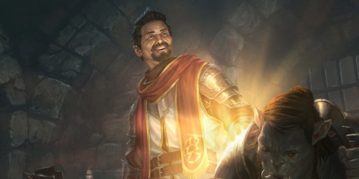 An entry image showing one character healing another in Daggerheart Critical Role TTRPG