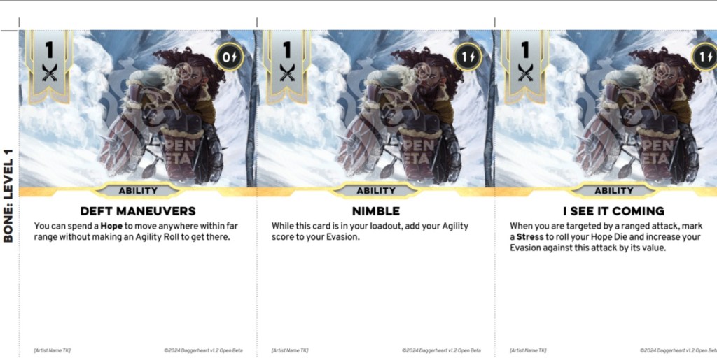 An entry image showing Bone Domain abilities in Daggerheart Critical Role TTRPG