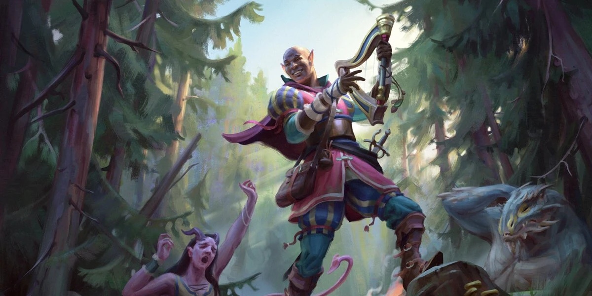 An entry image showing a Half-Elf DnD 5e Bard build