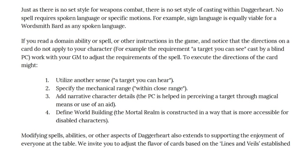 An entry image showing Daggerheart's inclusion rules Critical Role TTRPG