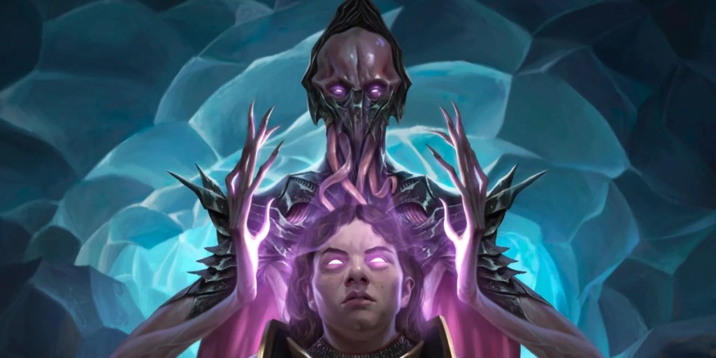 An entry image of a Mind Flayer attacking a PC in DnD 5e