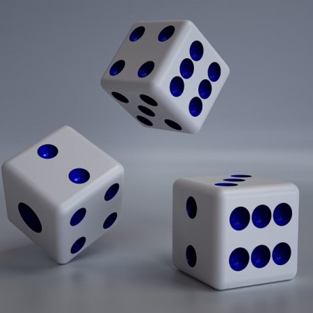 A featured image showing three d6s being used in DnD 5e character creation